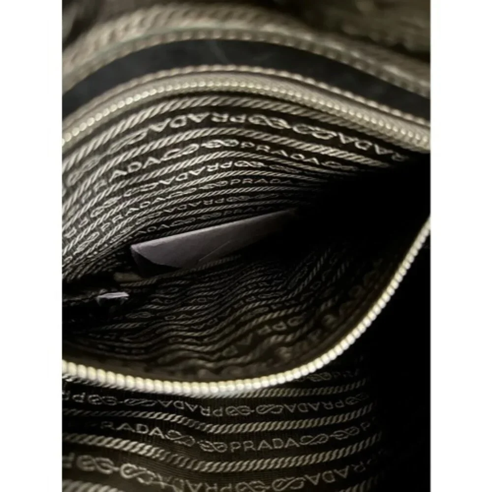 Prada Canapa Messenger‎ Bag Jacquard Brown Canvas Leather With Logo Vintage